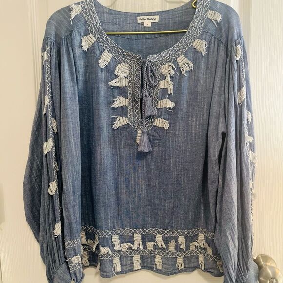 Roller Rabbit Bohemian Blouse with Tassels - Picture 3 of 7